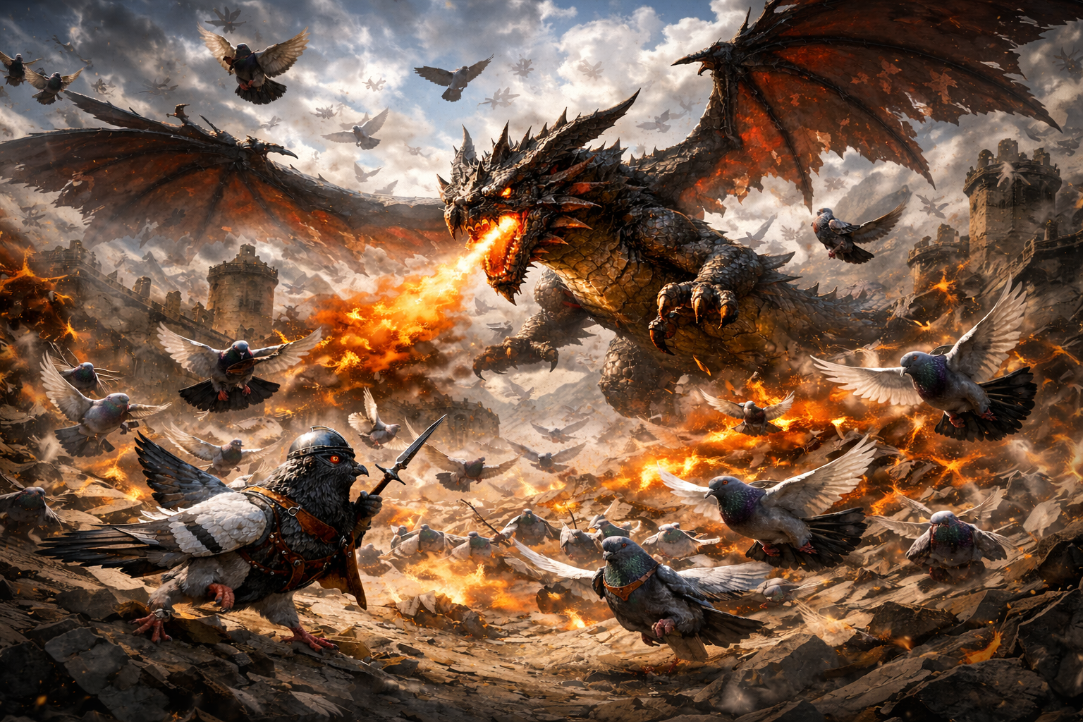Pigeons VS Dragon
